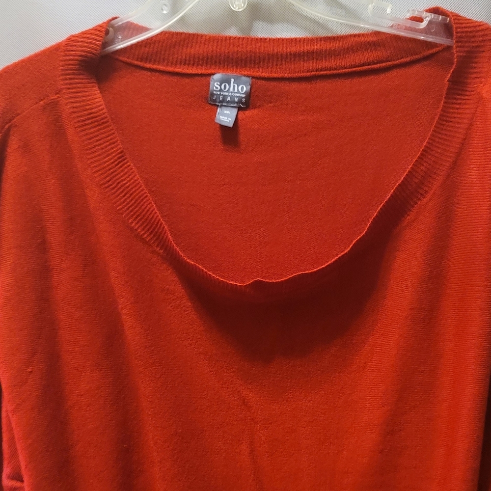 Red cowl neck sweater